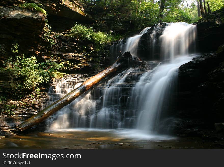 Waterfall at Rickett's Glenn State Park in Pennsylvania. Waterfall at Rickett's Glenn State Park in Pennsylvania