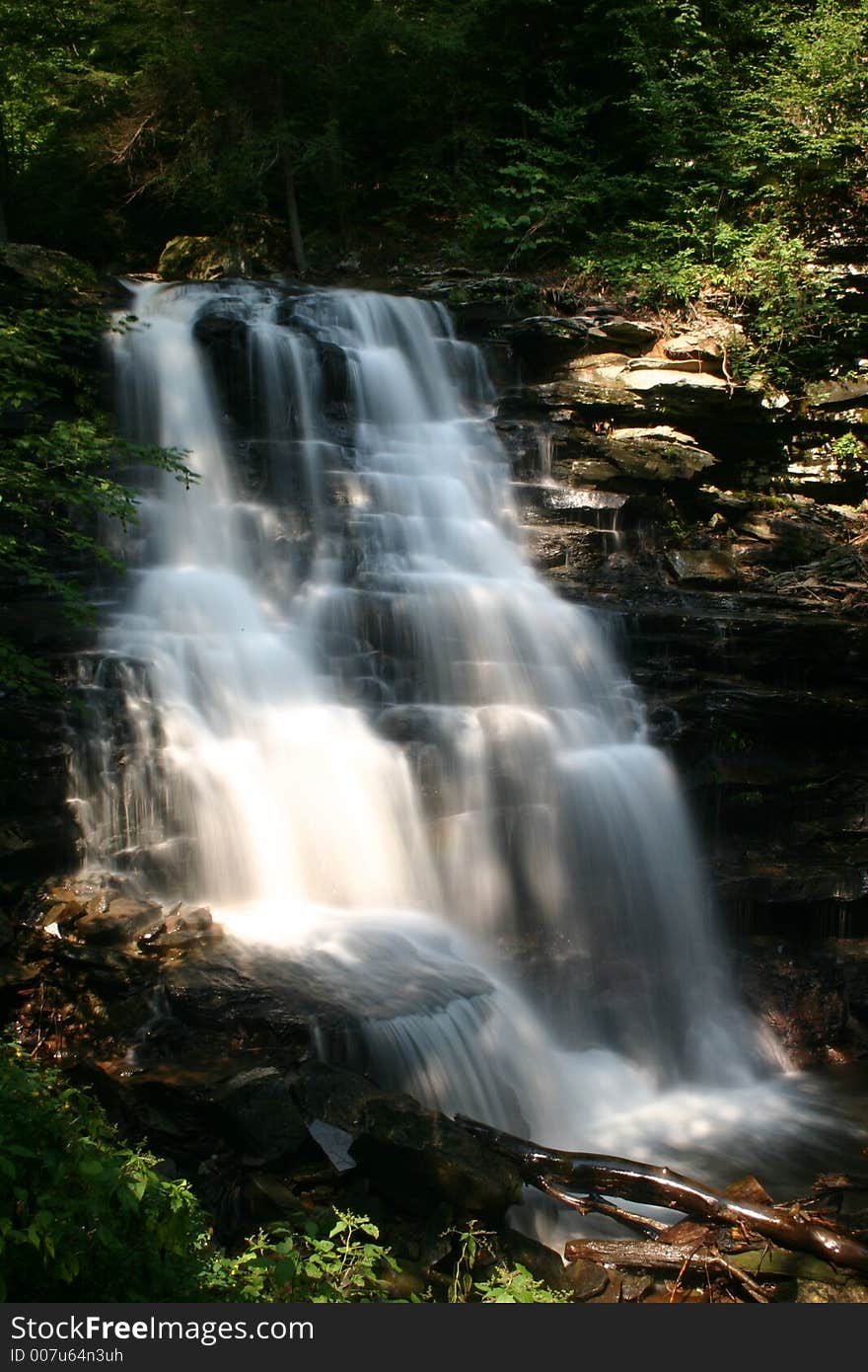 Waterfall at Rickett's Glenn State Park in Pennsylvania. Waterfall at Rickett's Glenn State Park in Pennsylvania