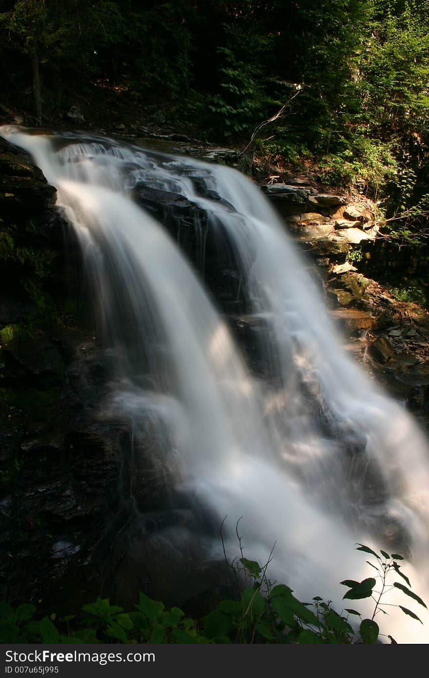 Waterfall at Rickett's Glenn State Park in Pennsylvania. Waterfall at Rickett's Glenn State Park in Pennsylvania