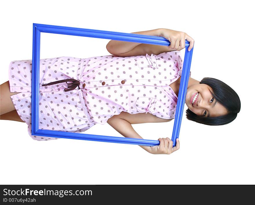 Two girls posting with a frame. Two girls posting with a frame.