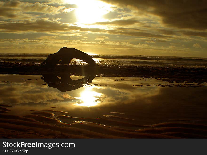 Beautiful sunset on the ocean beach. Beautiful sunset on the ocean beach