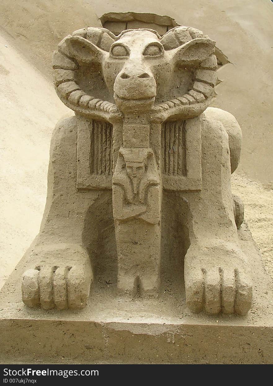 Egyptian sand sculpture at Brighton beach. Egyptian sand sculpture at Brighton beach