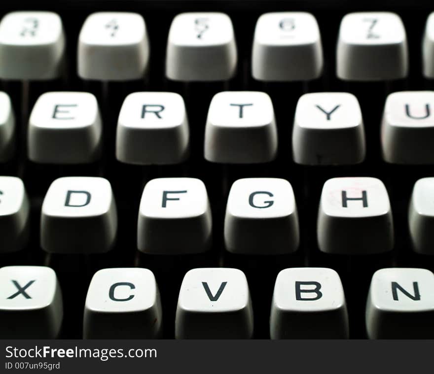 Close up of a typewriter keyboard