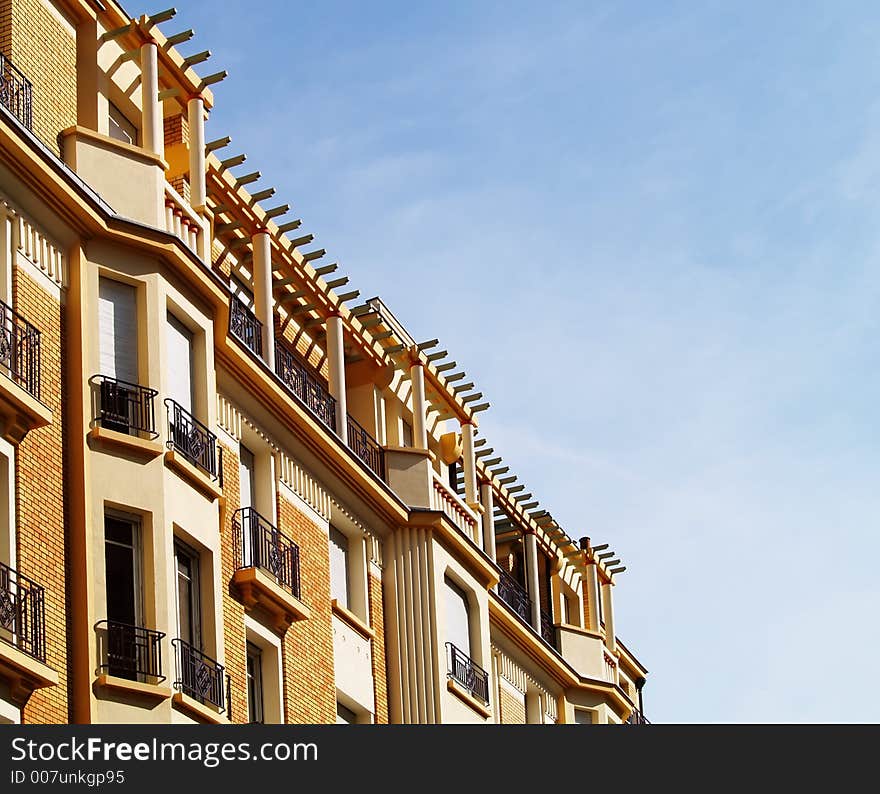 Building and blue sky in summer