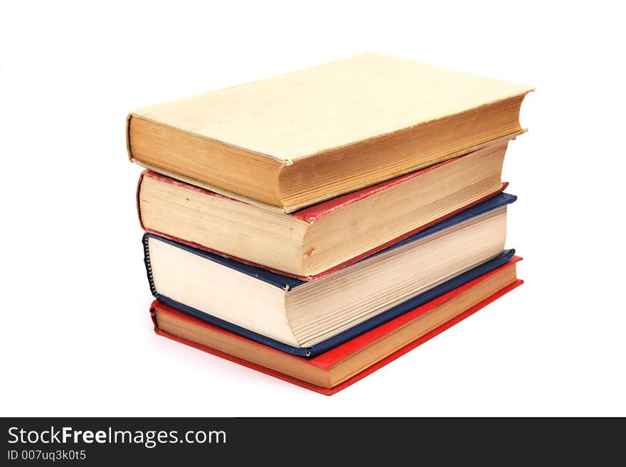 Pile of books on a white background