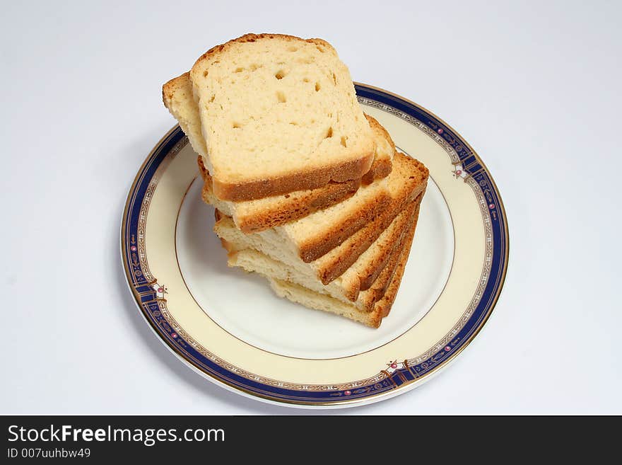 Toasted bread in plate for breakfast