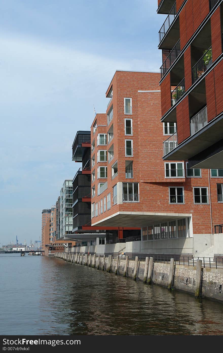 Modern buildings in Hamburg harbor