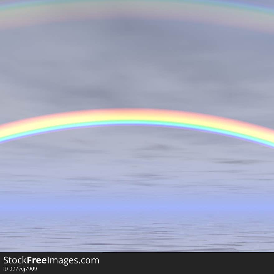 Evening rainbow in haze (simulator)