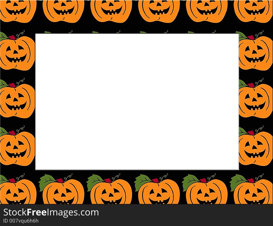 Orange pumpkin on black frame.