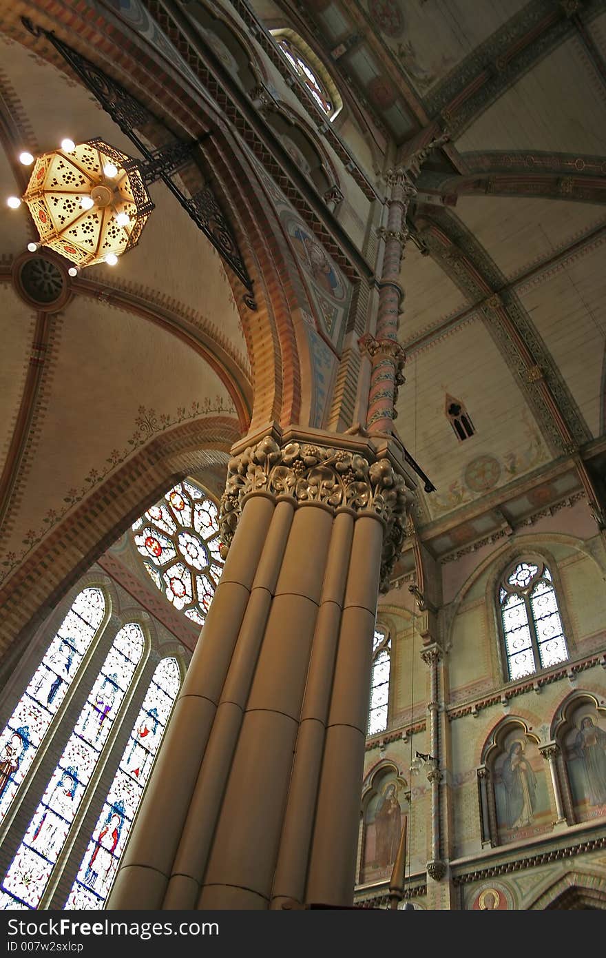 Interior of church in new-gothic style (end of XIX century). Interior of church in new-gothic style (end of XIX century)