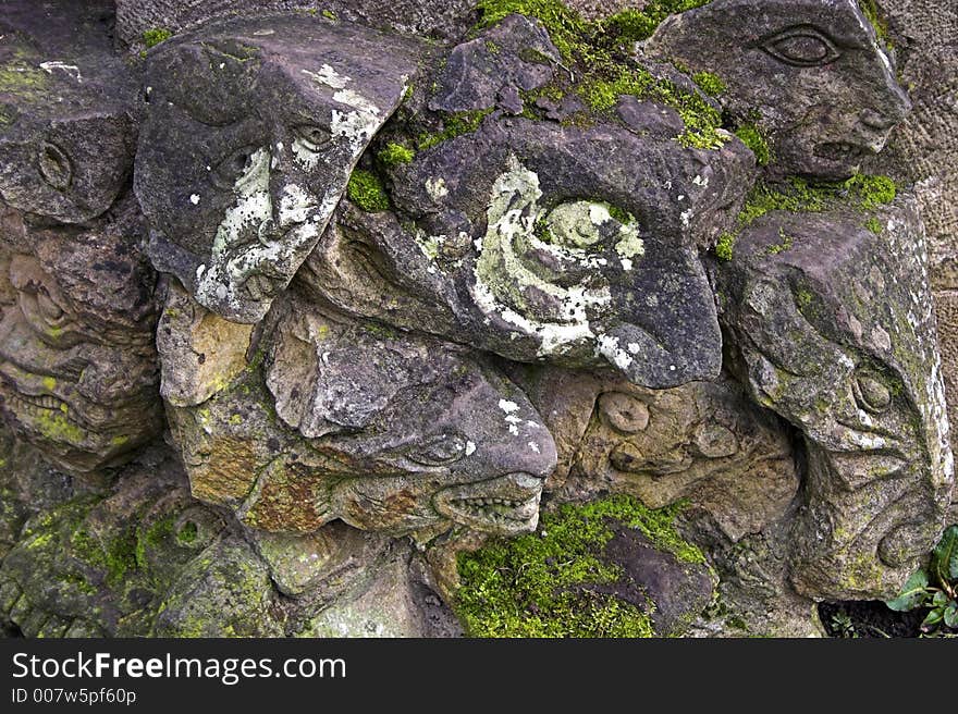 Bits of carved gargoyles all together