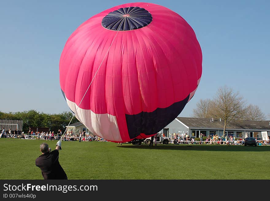 A huge red balloon at a primary school. A huge red balloon at a primary school