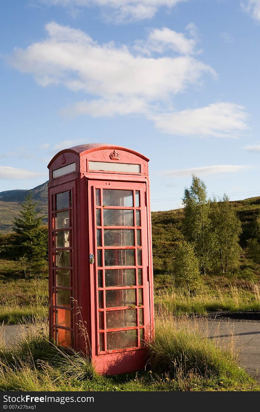 British public telephone in the country. British public telephone in the country