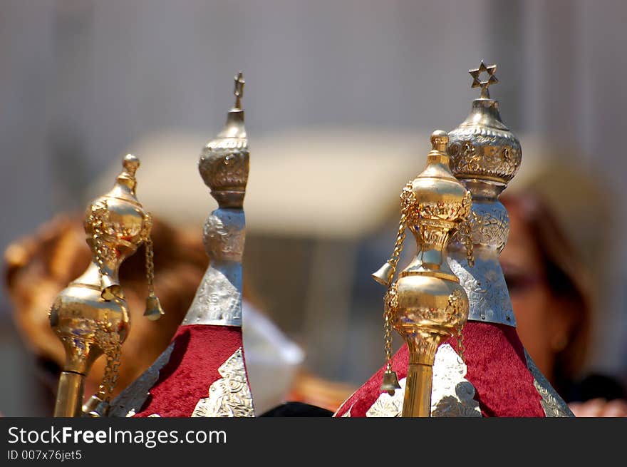 Religious symbols pictured at the  western wall, Jerusalem. Religious symbols pictured at the  western wall, Jerusalem.