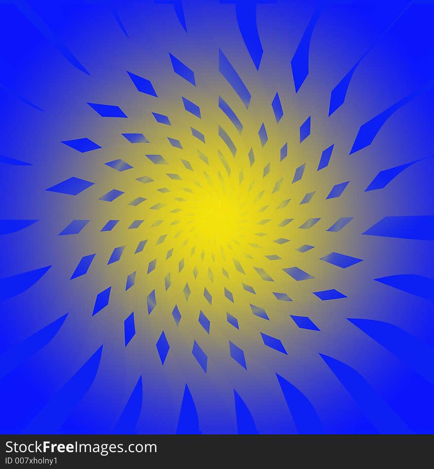 Spiral pattern of yello and blue. Spiral pattern of yello and blue