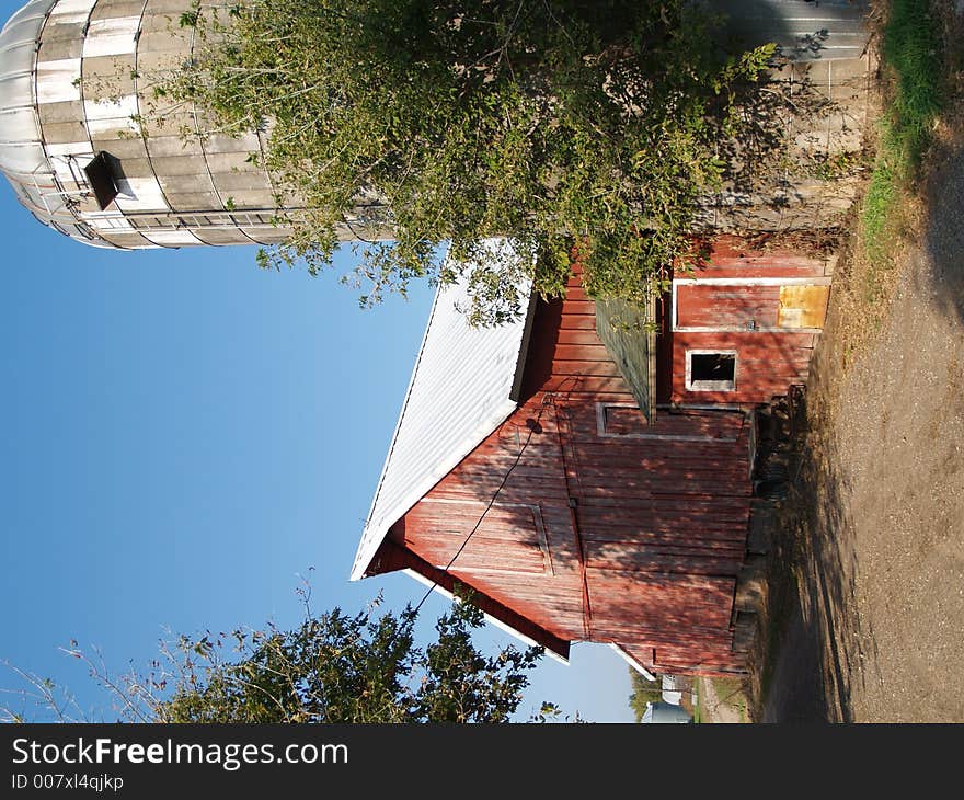 Old red barn on a farm