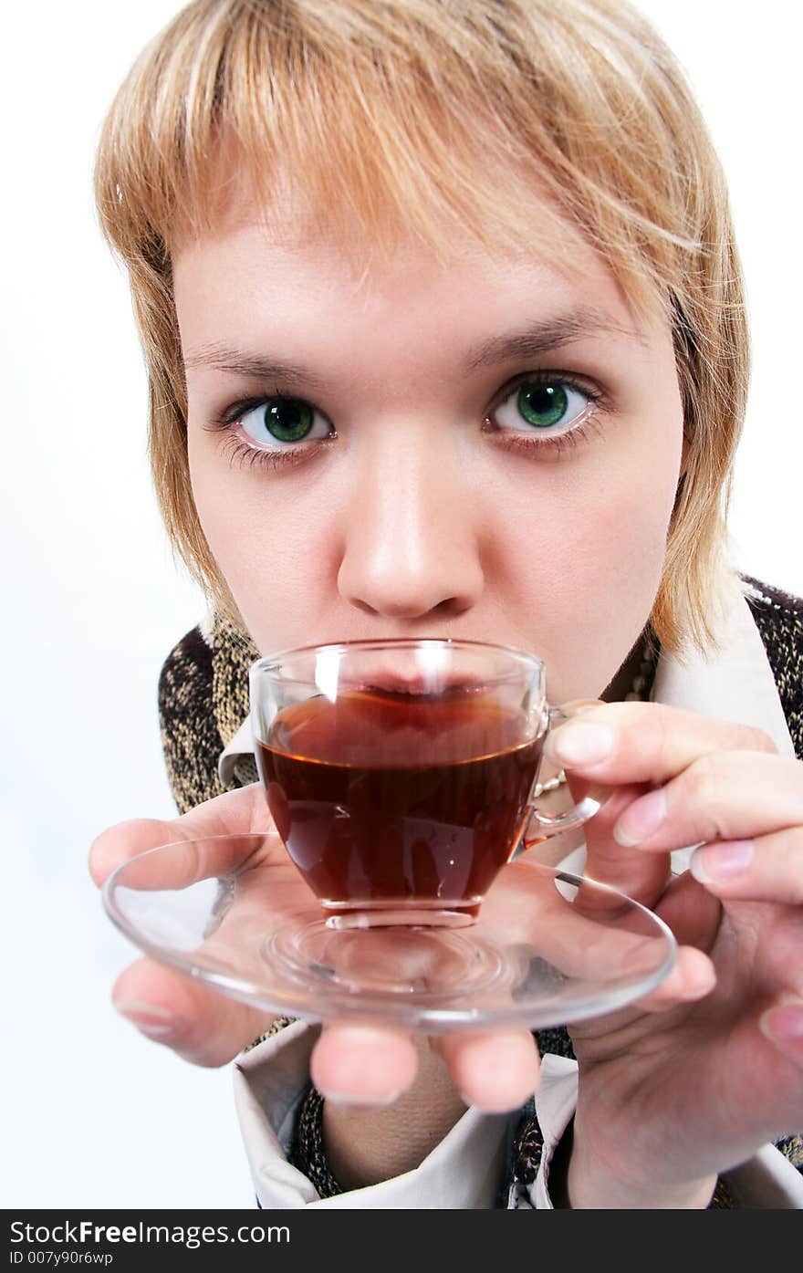 Young woman with cup of tea