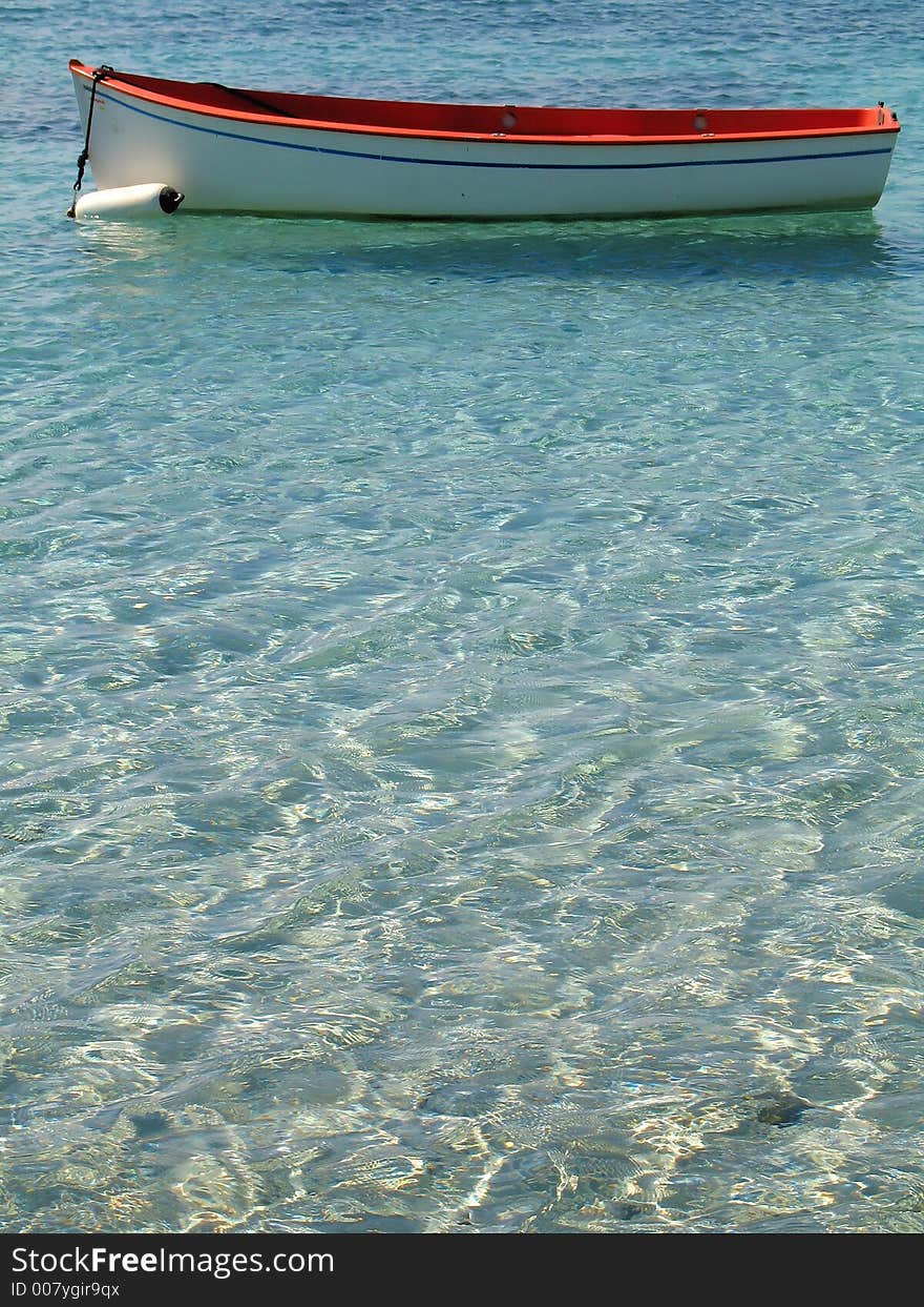 A boat on a wonderful beach in 
Italy. A boat on a wonderful beach in 
Italy