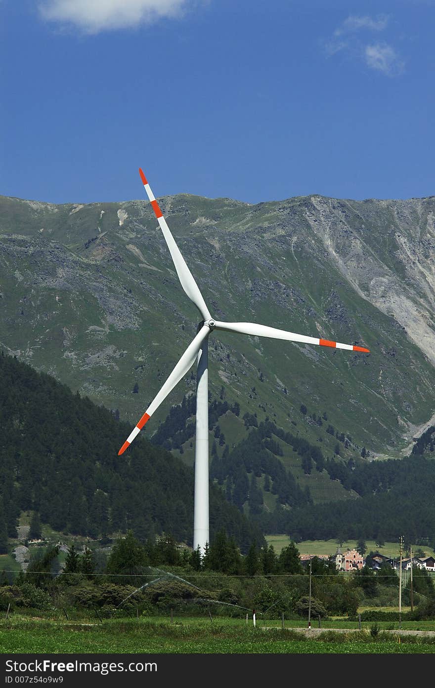 A windmill in the Alps. A windmill in the Alps