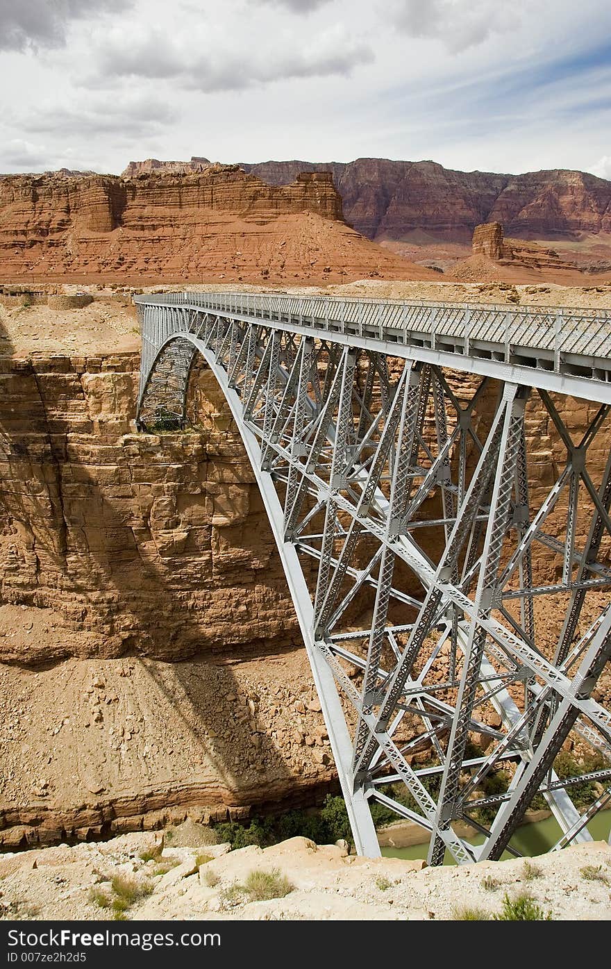 Navajo Bridge spans the Colorado River at Marble Canyon