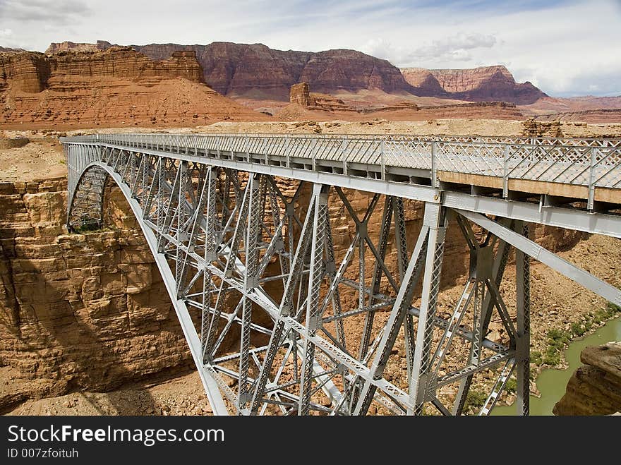 Navajo Bridge spans the Colorado River at Marble Canyon