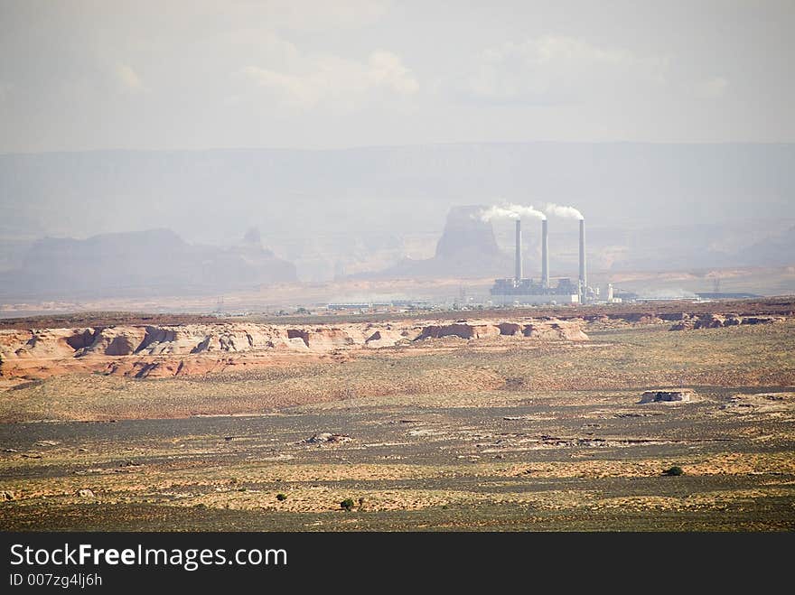 Air pollution from the power plant at Page, Arizona. Air pollution from the power plant at Page, Arizona