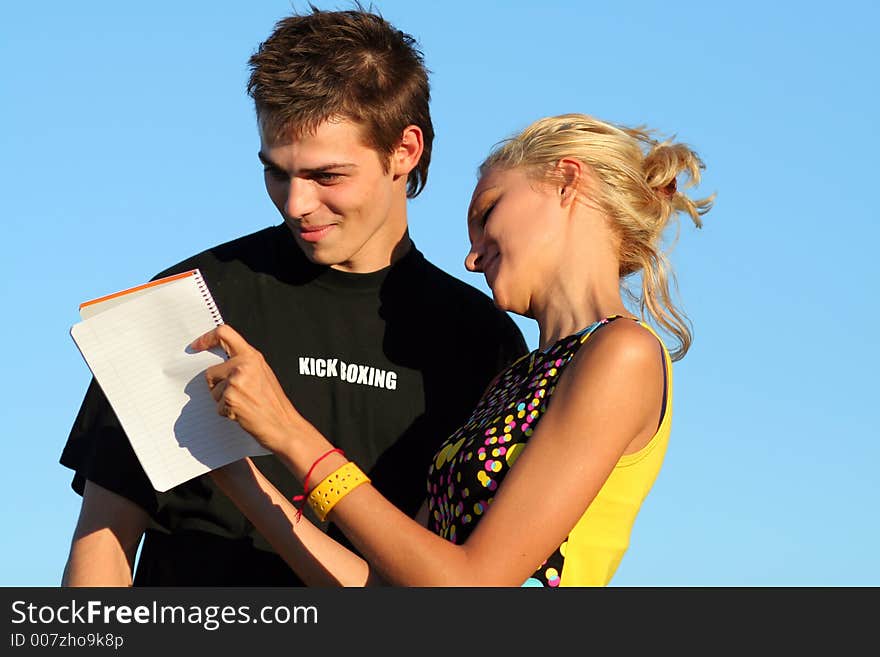 Young cute couple boy and girl