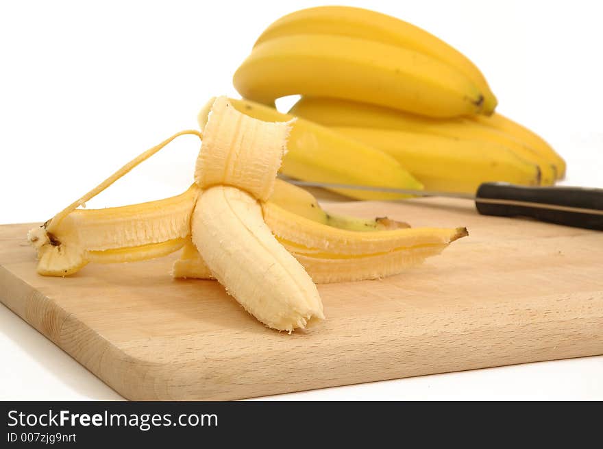 Bananas on a carving board