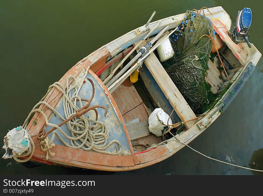 Typical fishing old boat details. Typical fishing old boat details