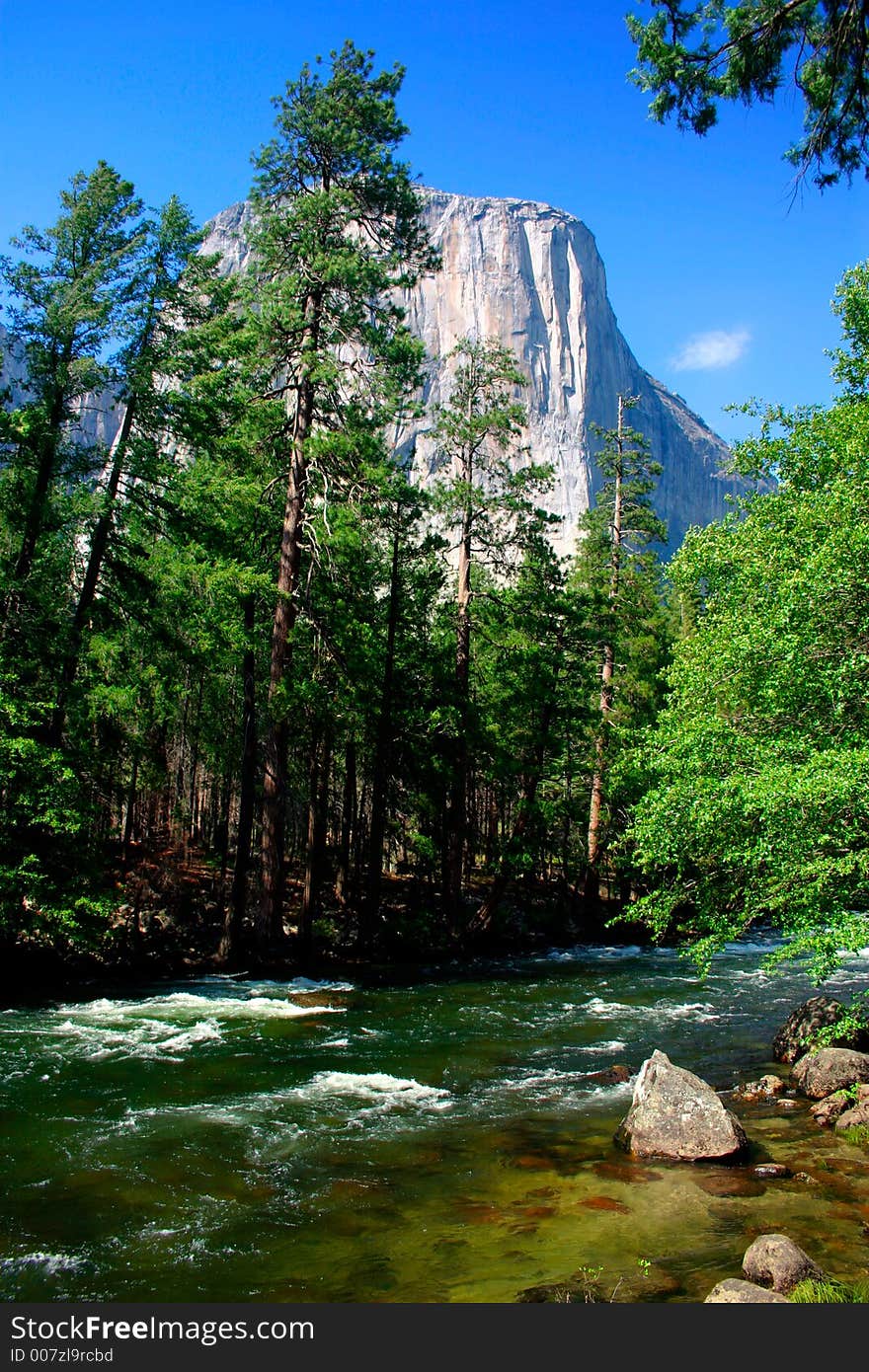 El Capitan is a 3,000 foot vertical rock formation in Yosemite Valley and Yosemite National Park. It is one of the most popular monoliths with rock climbers in the world. El Capitan is a 3,000 foot vertical rock formation in Yosemite Valley and Yosemite National Park. It is one of the most popular monoliths with rock climbers in the world.