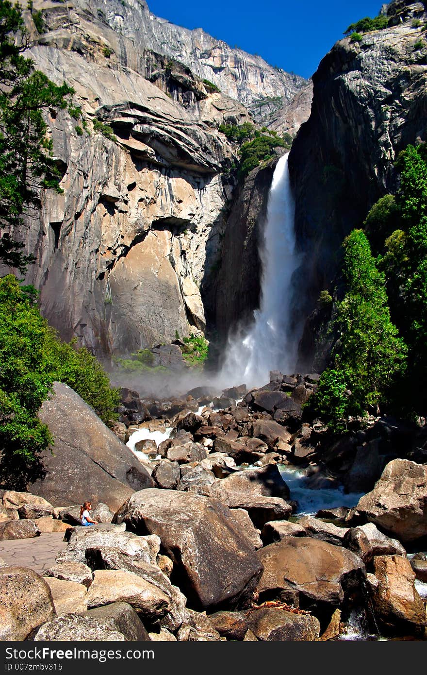 Yosemite Falls is the highest measured waterfall in North America. Located in Yosemite National Park in the Sierra Nevada mountains of California, it is a major attraction in the park, especially in late spring when the water flow is at its peak. Yosemite Falls is the highest measured waterfall in North America. Located in Yosemite National Park in the Sierra Nevada mountains of California, it is a major attraction in the park, especially in late spring when the water flow is at its peak.