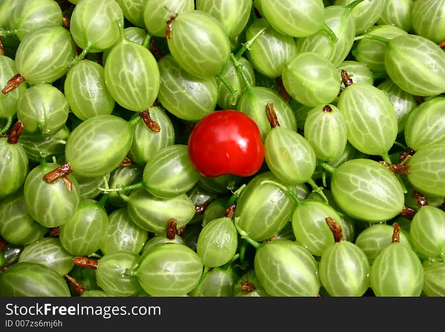 Gooseberry and red cherry