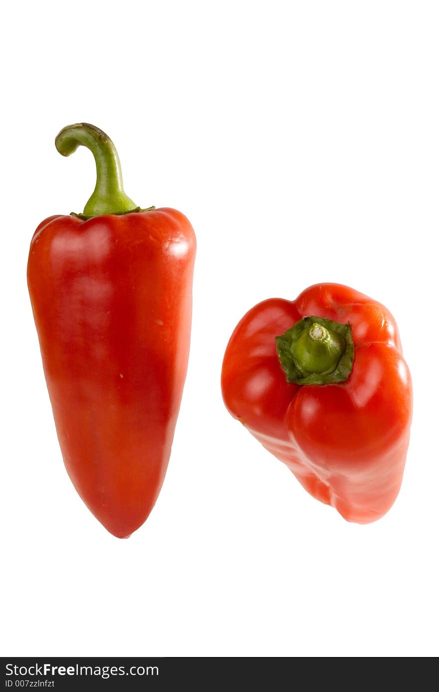 Fresh glossy tastefull peppers perfectly isolated, ready for designers use. Fresh glossy tastefull peppers perfectly isolated, ready for designers use