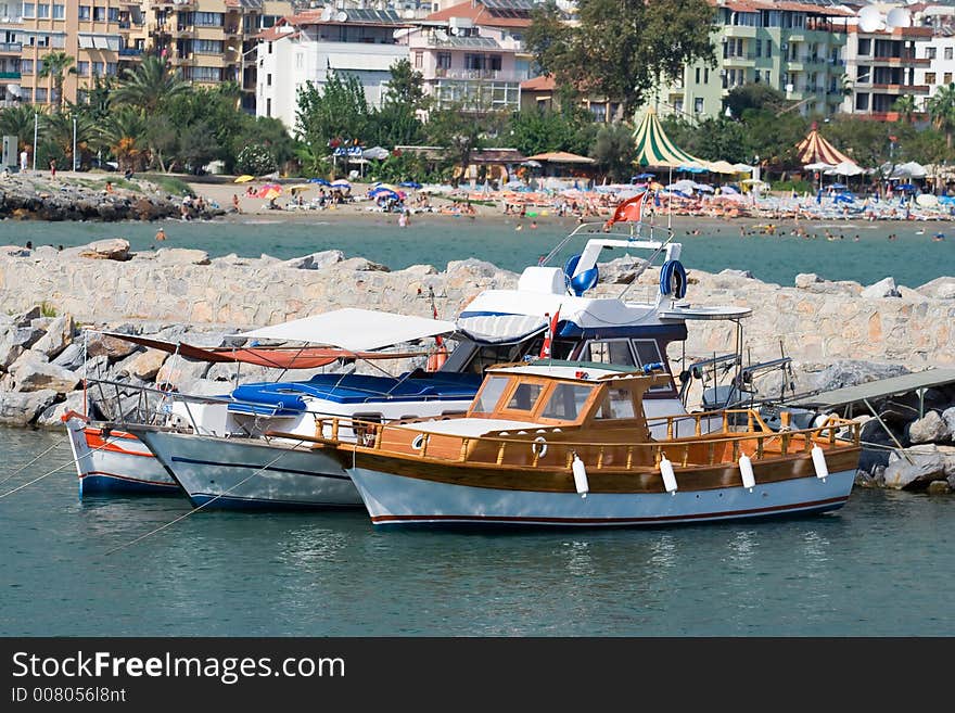 Boats docked in the harbour