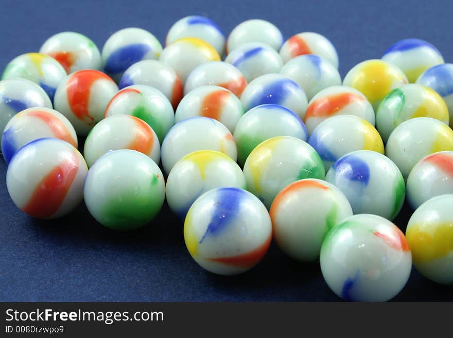 Marbles on a blue background