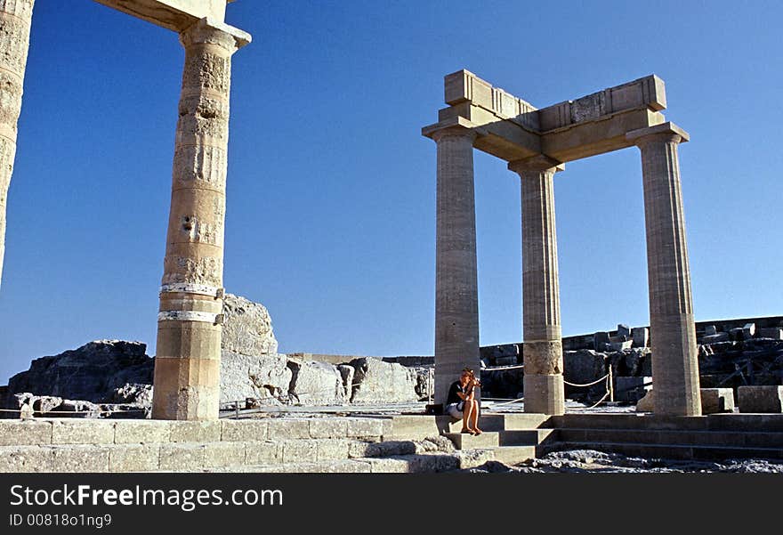 Acropolis pillars  at Lindos, Rhodes