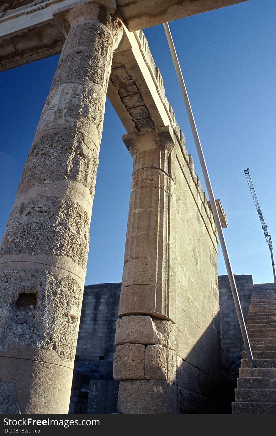 Acropolis pillars  at Lindos, Rhodes