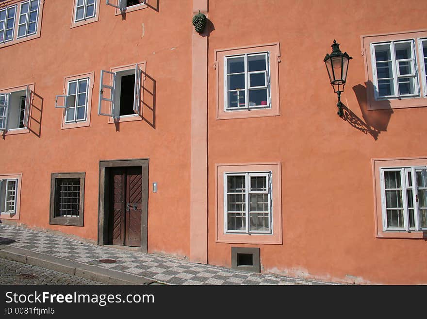 Lovely rustic orange apartment building. Lovely rustic orange apartment building