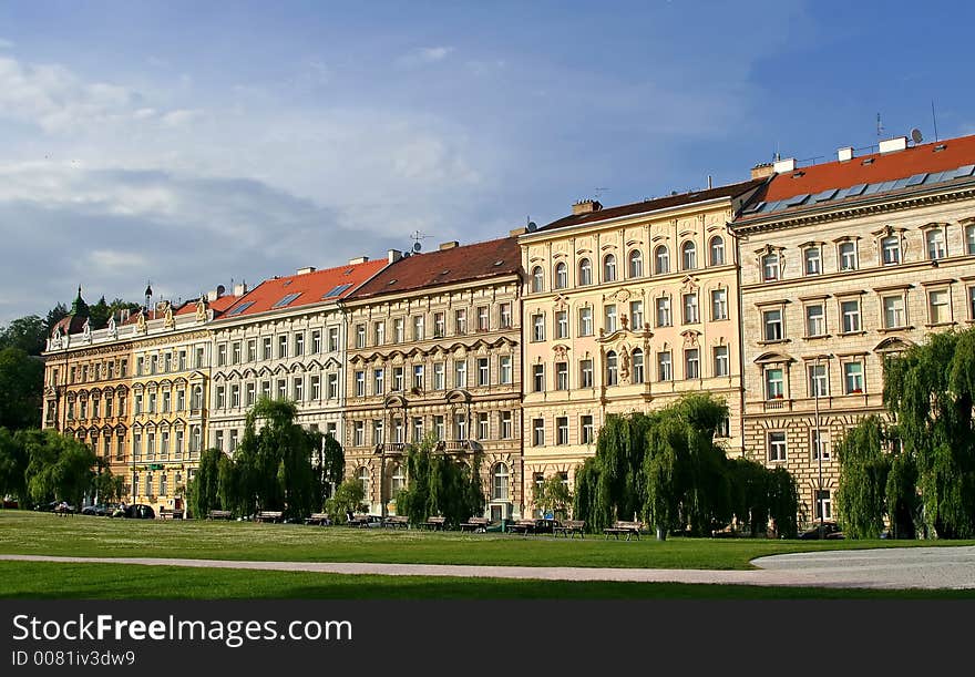 Some terrace houses at Prague old town, Czech