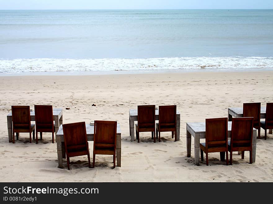 Seaside beach resort with umbrella stand. Seaside beach resort with umbrella stand.