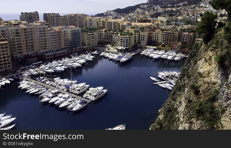 Luxury motor yacht port of Fontvieille in Monaco. Luxury motor yacht port of Fontvieille in Monaco