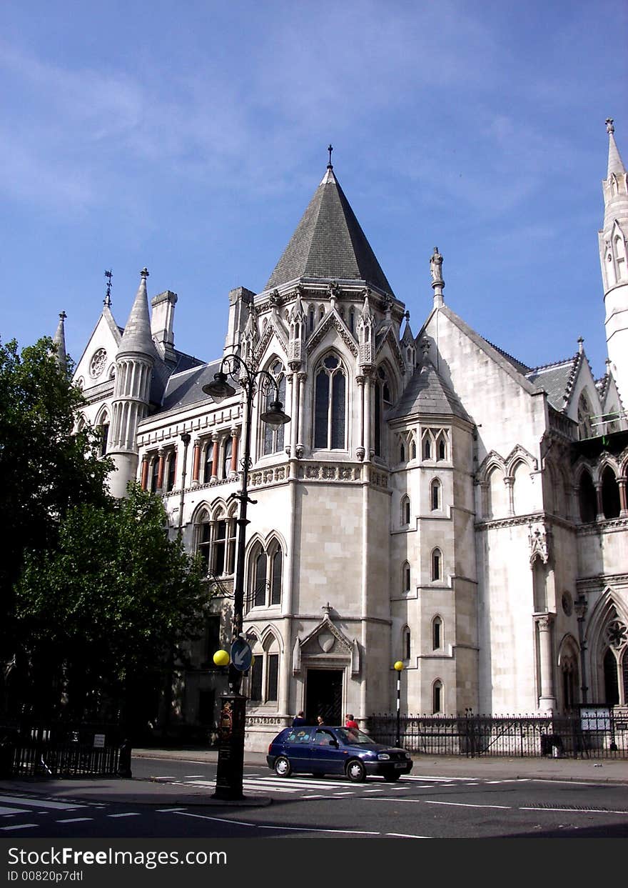 A photograph of the royal courts of justice based in central London. A photograph of the royal courts of justice based in central London.