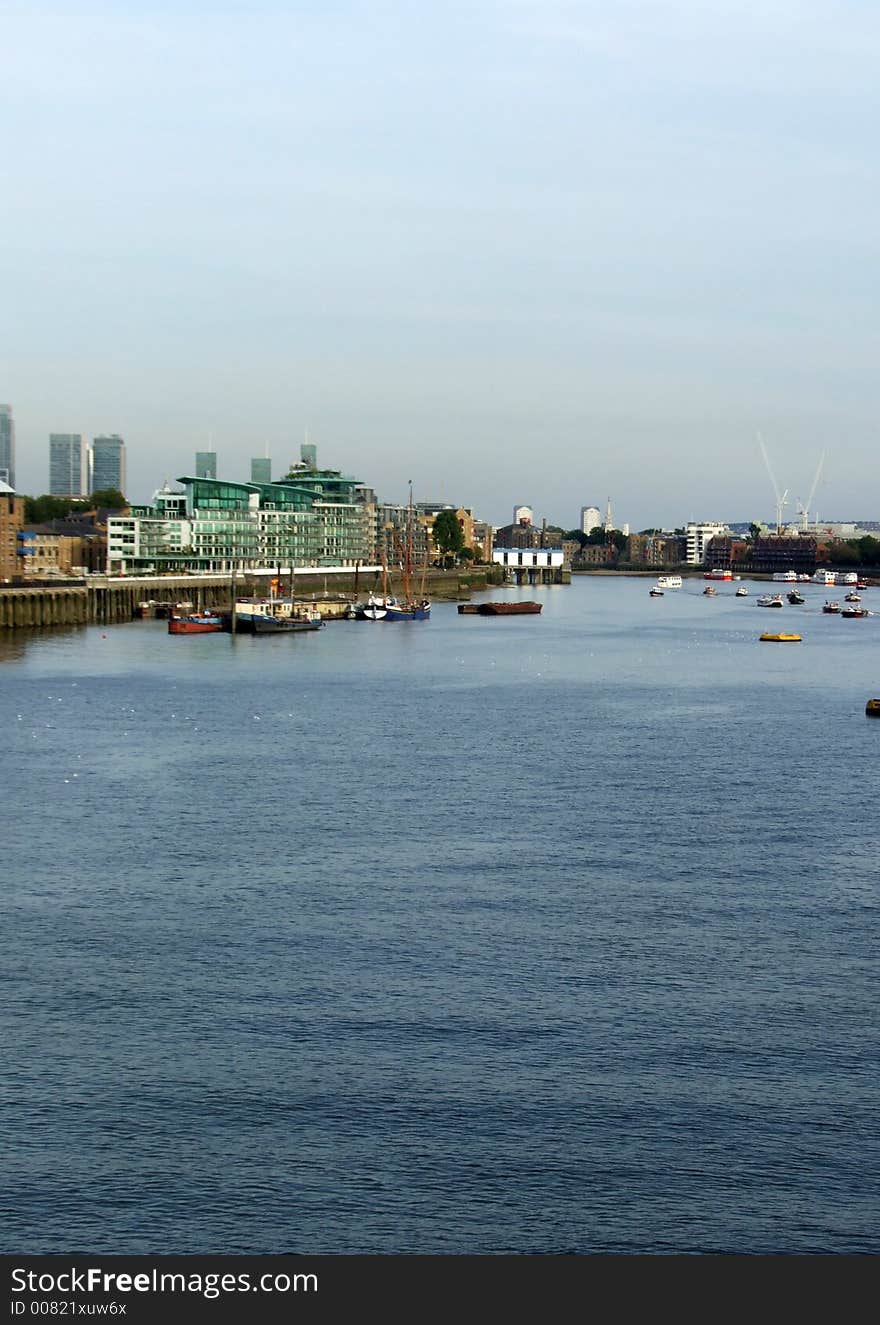 A view of  boat's on the River Thames in London. A view of  boat's on the River Thames in London.