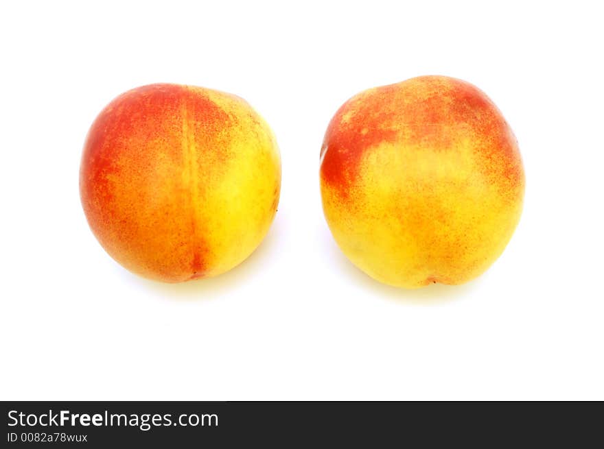 Fresh peaches on perfect white background. Fresh peaches on perfect white background