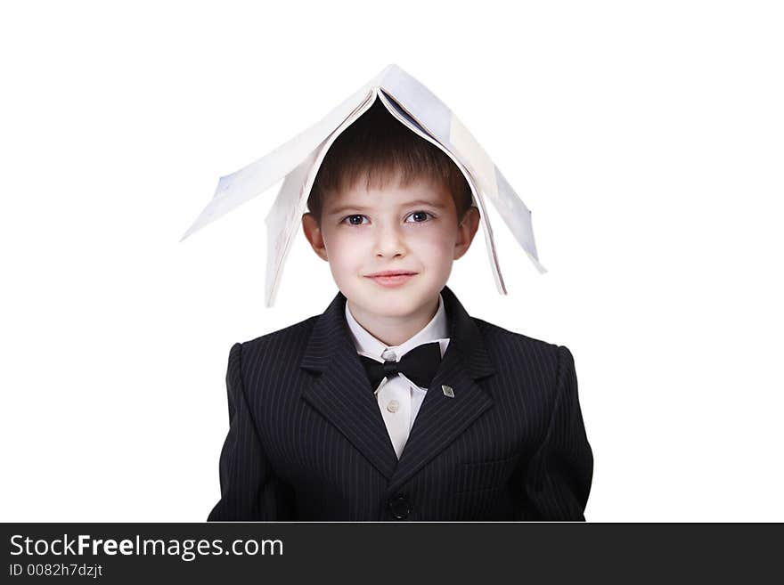 Close-up of boy in business suit. Shot in studio. Isolated with clipping path. Close-up of boy in business suit. Shot in studio. Isolated with clipping path.