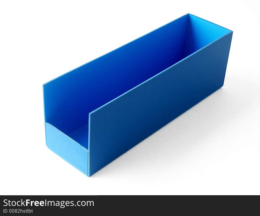 A blue blank plastic holder. A blue blank plastic holder