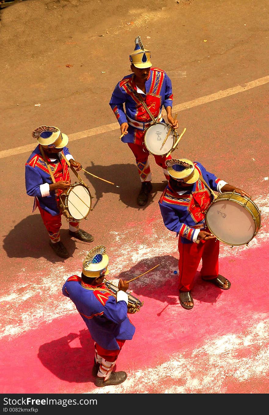 People from band...during a procession