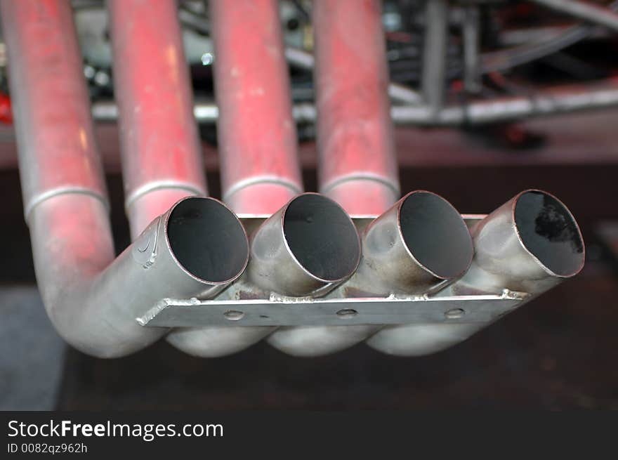 Close up of race car exhaust pipes. Close up of race car exhaust pipes