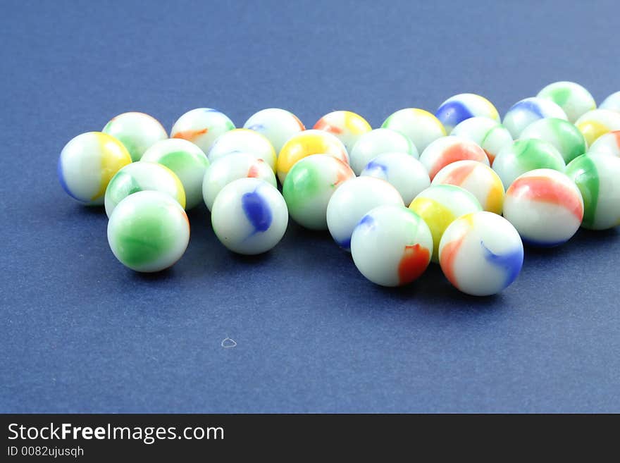 Marbles on a blue background