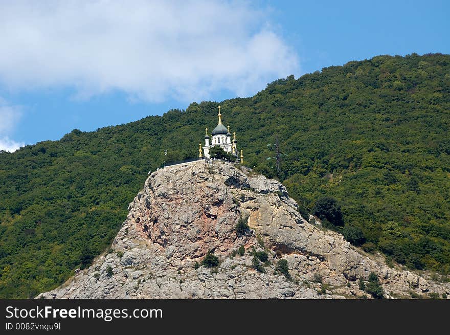 Church on rock in foros